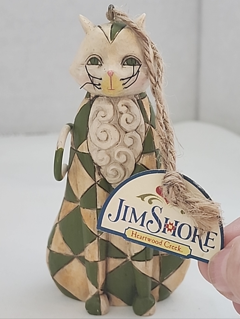 Jim Shore Heartwood Creek 2006 Felicity Cat Hanging Ornament Green